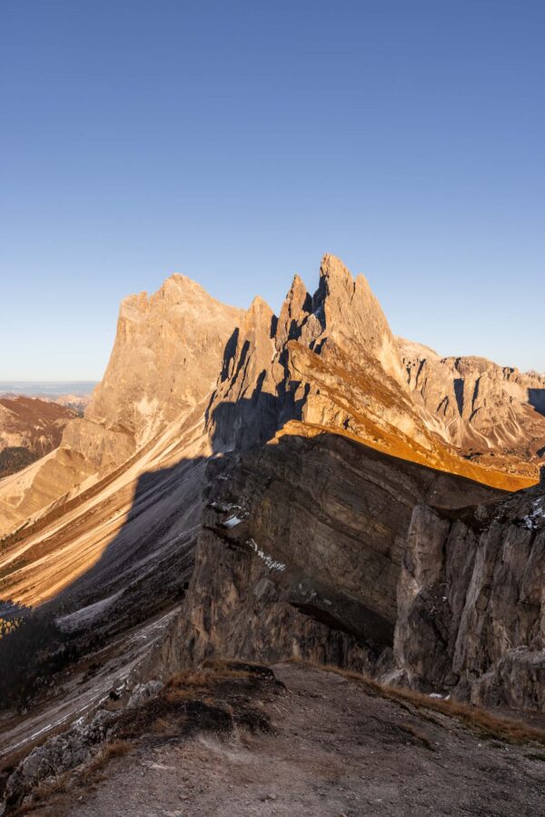 Seceda Ridge Viewpoint rising to the ridge | how to visit seceda - alpine wanderlust